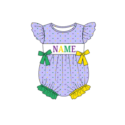 Personalized Mardi Gras Smocked Outfits for Kids – Custom Name Embroidered Sibling Matching Dresses, Rompers & Boys Set