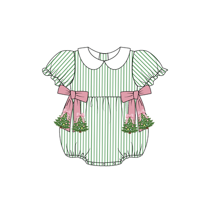 Christmas Tree Embroidered Sibling Matching Collection – Girls Dress, Romper & Two-Piece Sets, Boys Outfit & Sleeveless Romper