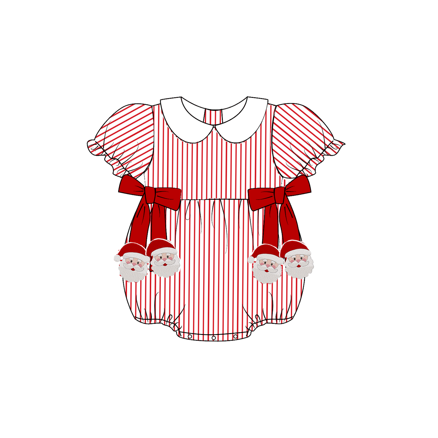 Christmas Santa Smocked Embroidery Kids Holiday Outfits Collection