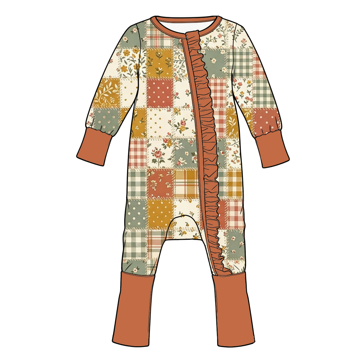 Fall Patchwork Floral Family Matching Collection – Girls Dress, Romper, Skirt & Flare Pant Sets, Women’s Maxi Dress
