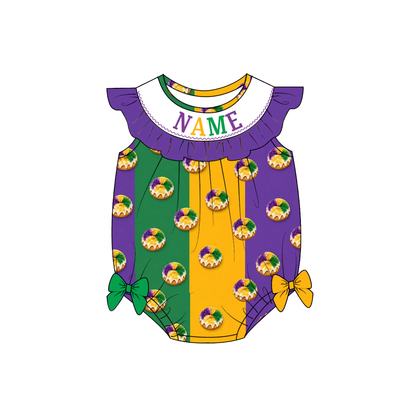 Personalized Mardi Gras Smocked Embroidery Sibling Outfits – Girls Dresses, Baby Rompers & Boys Set