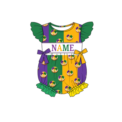 Personalized Mardi Gras Smocked Embroidery Sibling Outfits – Girls Dresses, Baby Rompers & Boys Set
