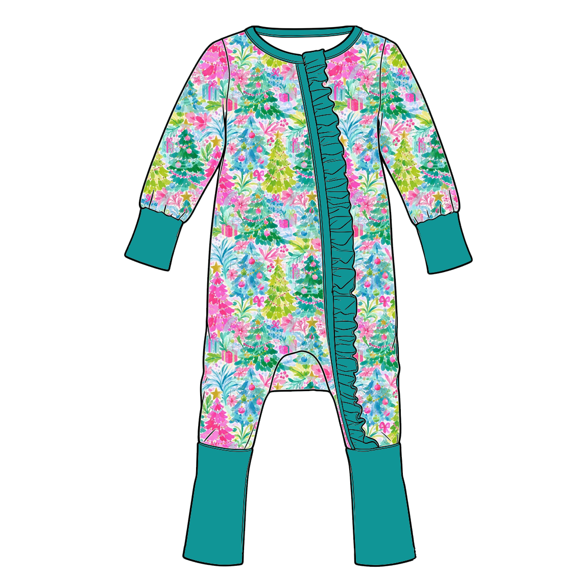 Christmas Girls & Baby Matching Outfit Collection – Long Sleeve Twirl Dress & Ruffle Romper