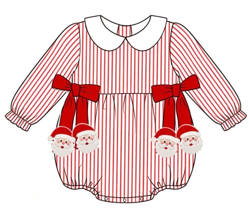 Christmas Santa Smocked Embroidery Kids Holiday Outfits Collection
