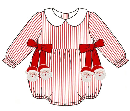 Christmas Santa Smocked Embroidery Kids Holiday Outfits Collection
