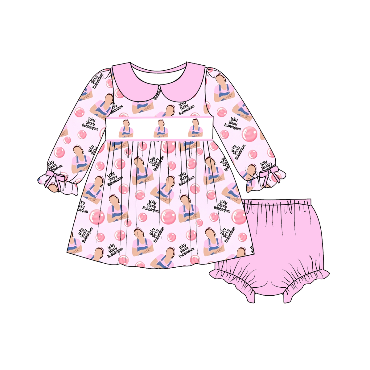 Icky Sticky Bubblegum Smocked Embroidery Collection – Girls Dresses, Ruffle Sets & Boys Matching Outfits