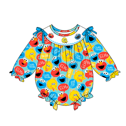 Kids Cartoon Character Smocked Embroidery Collection – Girls Dress & Bubble Romper, Boys Long Sleeve Pants Set