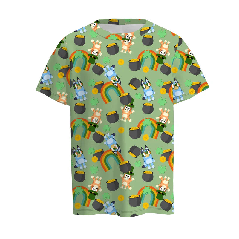 Boys St.Patrick's Day Cartoon Cute Short Sleeves Top