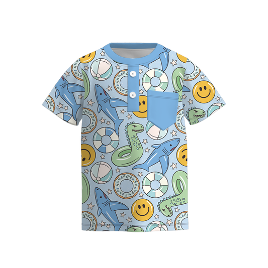 Boys Summer Pocket Sea Themed Print T-Shirt