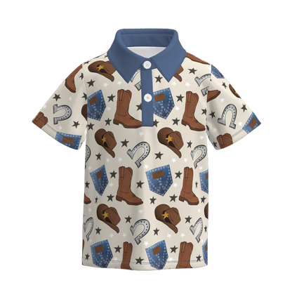 Baby Boys Wild Boots Cactus Print Polo Shirt Romper