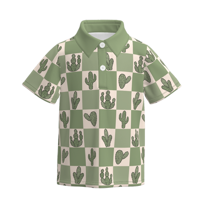 Baby Boys Wild Boots Cactus Print Polo Shirt Romper