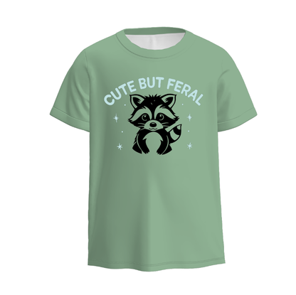 Boys Summer Raccoon Print Muti-Colors Short Sleeves Top