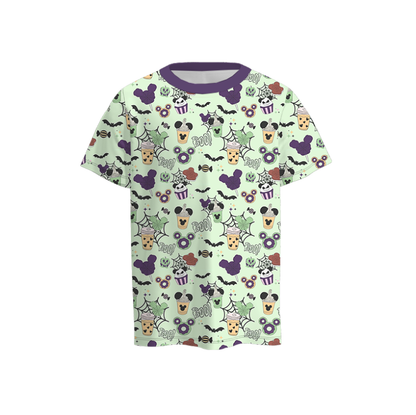 Boys Fall Halloween Pumpkin Cartoon Short Sleeves Top