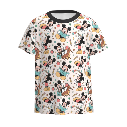 Boys Back To School Minnin Cartoon Print T-Shirt