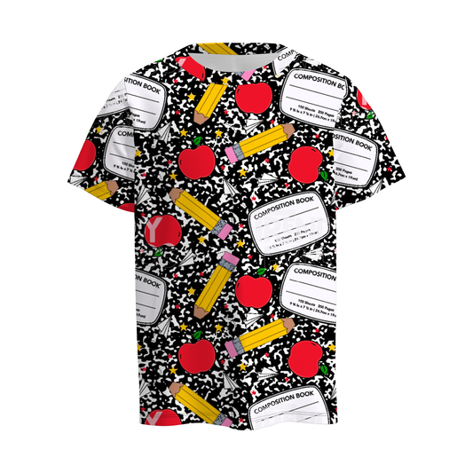 Boys Back To School Apple Pencil Print T-Shirt
