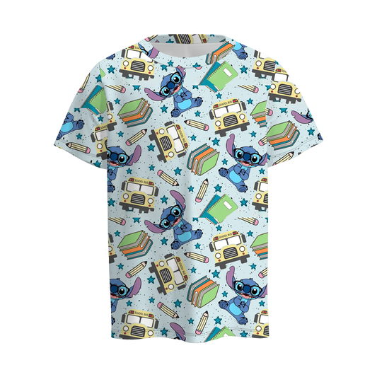 Boys Back To School Cartoon Book Pencil Print T-Shirt
