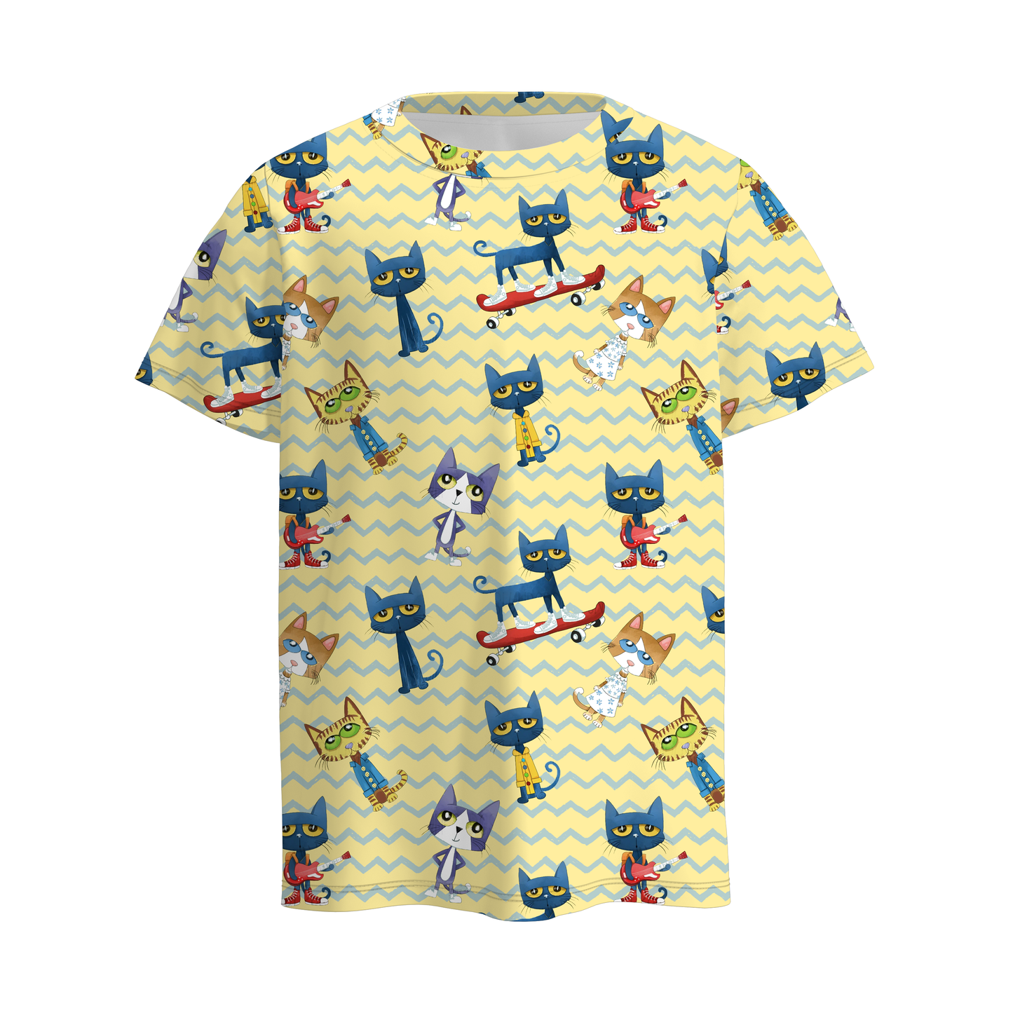 Boys Summer Fall Pete The Cat Print Short Sleeves T-shirt
