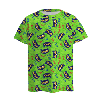Boys Summer Fall Pete The Cat Print Short Sleeves T-shirt