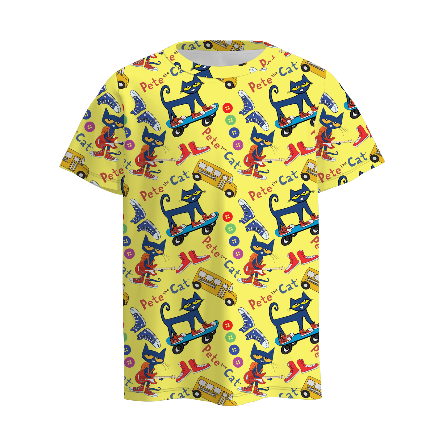 Boys Summer Fall Pete The Cat Print Short Sleeves T-shirt