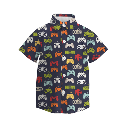 Boys Halloween Fall Print Button-up Short Sleeves Polo Shirt