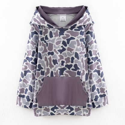 Boys Fall Winter Camo Animal Print Pocket Hoodies
