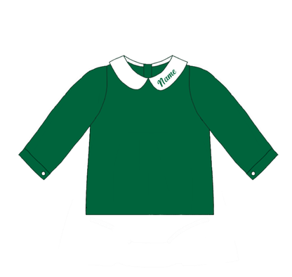 Green Corduroy Personalized Christmas Sibling Clothes – Custom Name Embroidery