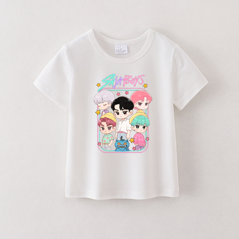 Kids Fashion Kpop Demon Hunters Print Cotton T-shirt