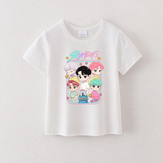 Kids Fashion Kpop Demon Hunters Print Cotton T-shirt