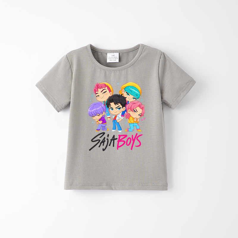 Kids Fashion Kpop Demon Hunters Print Cotton T-shirt