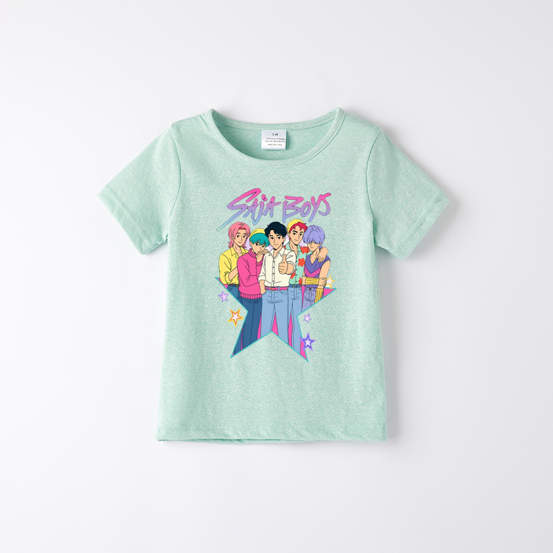 Kids Fashion Kpop Demon Hunters Print Cotton T-shirt