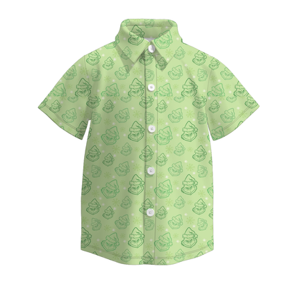 2025 Christmas Cartoon Snowman Grinch Boys Shirt