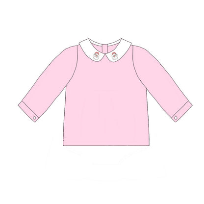 Pink Corduroy Christmas Santa Embroidery Sibling Clothes