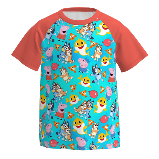 Boys Fall Summer Cartoon Print Short Sleeves Shirt