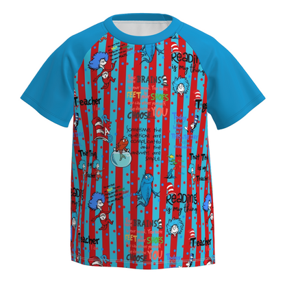 Boys Fall Summer Cartoon Print Short Sleeves Shirt