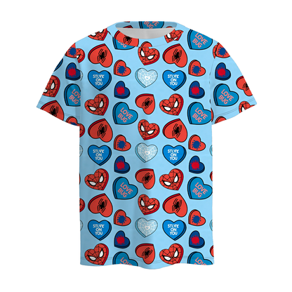 2026 Valentine's Day Boys Heart Cartoon Print T-shirt