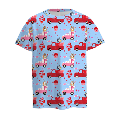 2026 Valentine's Day Boys Heart Cartoon Print T-shirt