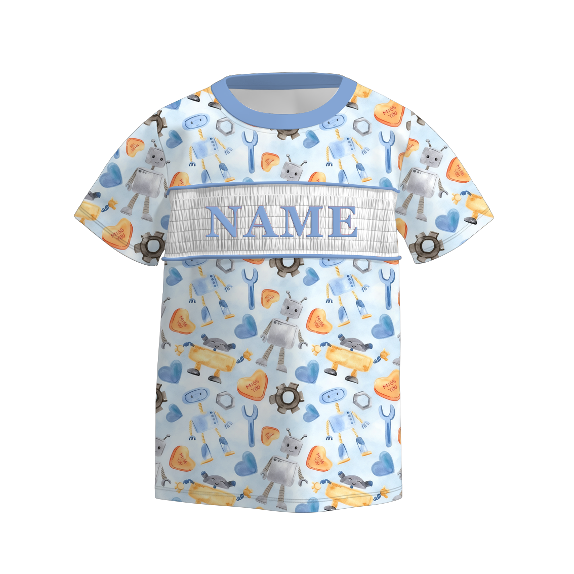 Boys Spring Summer Plaid Custom Name Smock Embroidery Top & Romper