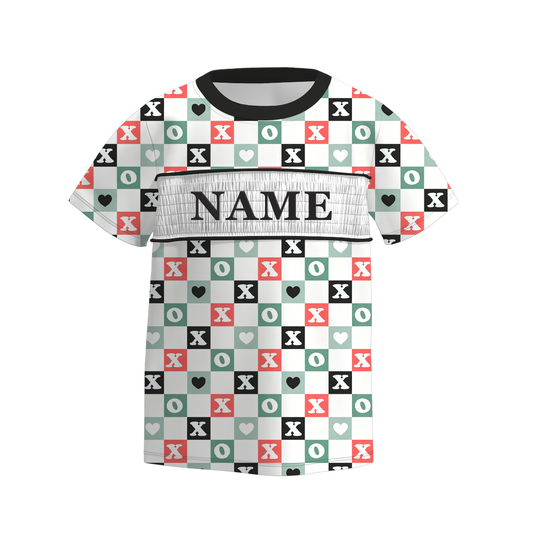 Boys Spring Summer Plaid Custom Name Smock Embroidery Top & Romper