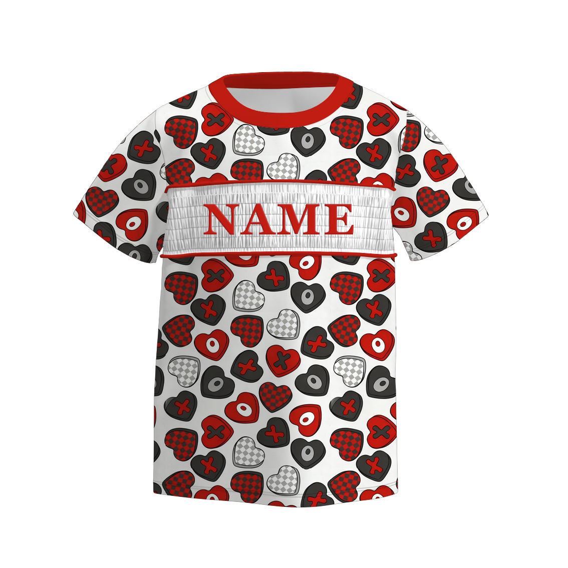 Boys Valentine's Day Heart Custom Name Smock Embroidery Top & Romper