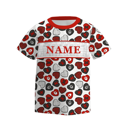 Boys Valentine's Day Heart Custom Name Smock Embroidery Top & Romper