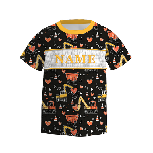 Boys Spring Summer Dinosour Custom Name Smock Embroidery Top & Romper
