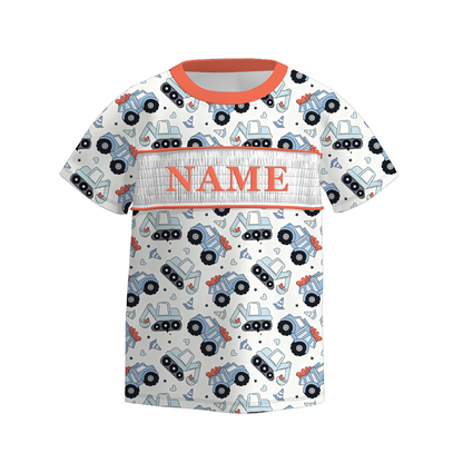 Boys Spring Summer Camo Custom Name Smock Embroidery Top & Romper