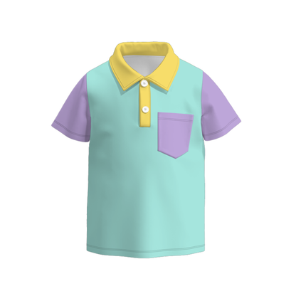 New Arrival | Pastel Colorblock Dress & Polo Set for Kids