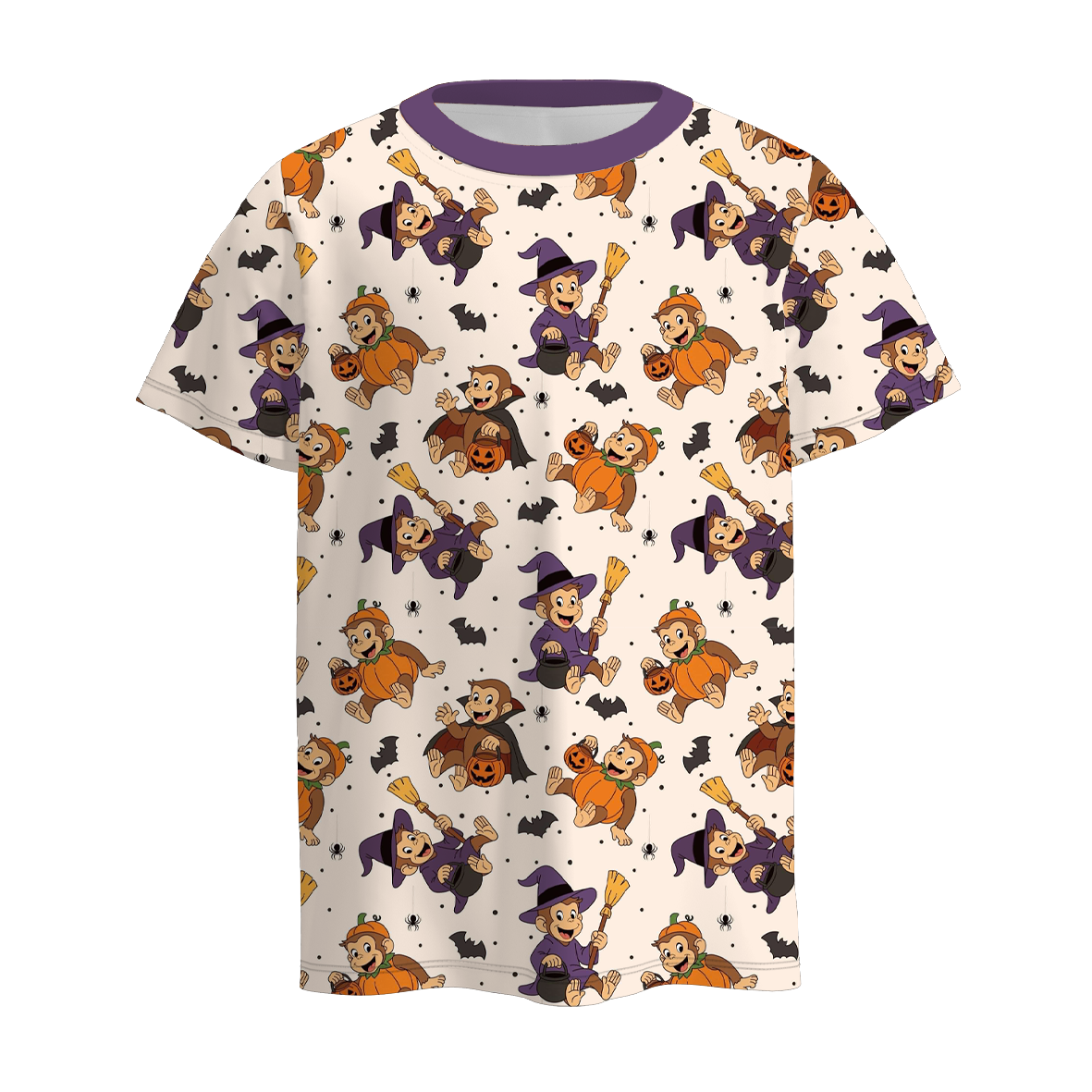 Boys Halloween Graphic Print Short Sleeve T-Shirt – Pumpkin Witch Duck Fall Tee