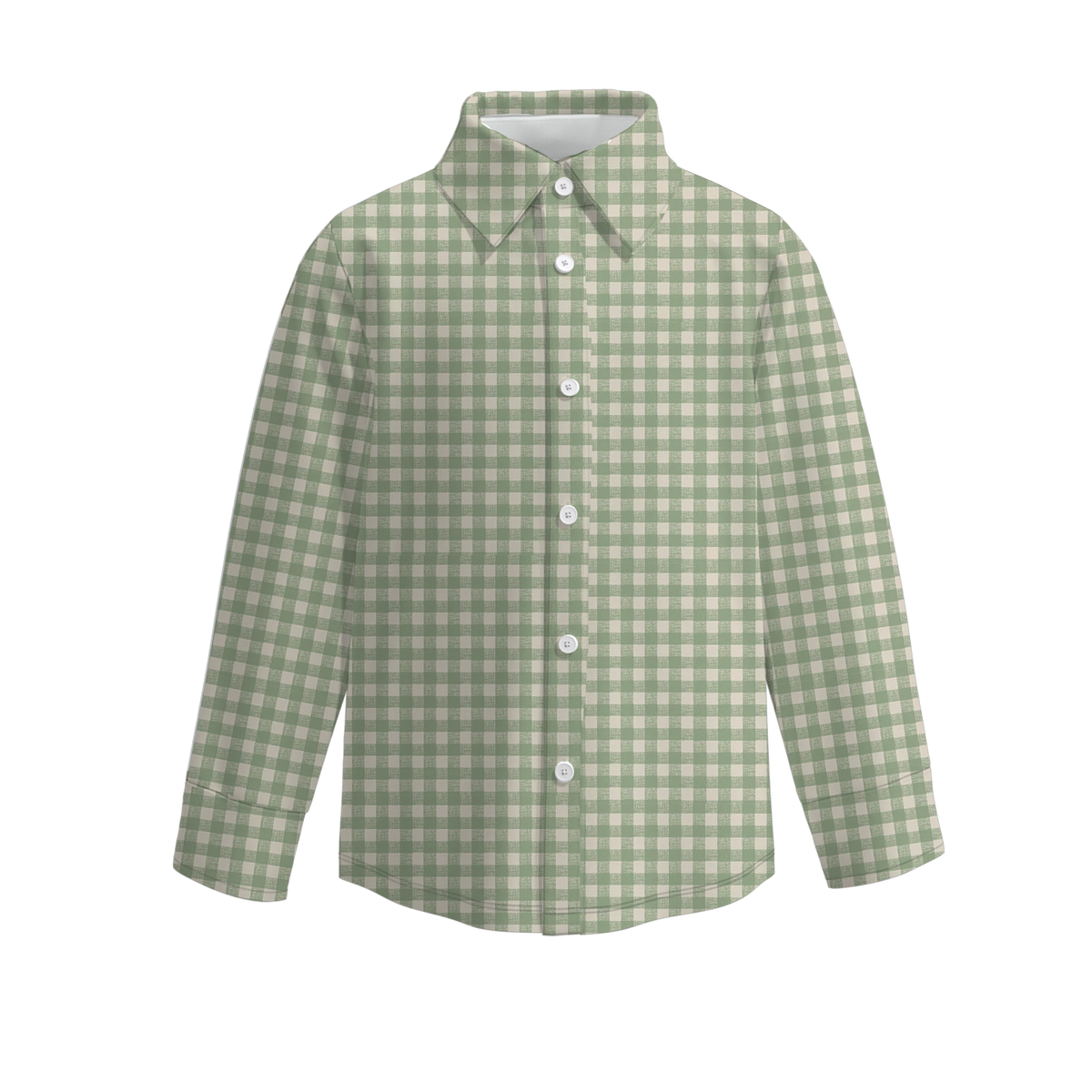 Boys Fall Winter Gingham Plaid Long Sleeve Button Down Shirt – Classic Checkered Casual Shirt for Kids