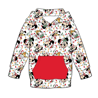 Boys Christmas Holiday Hoodie – Festive Character Print Long Sleeve Pullover with Kangaroo Pocket