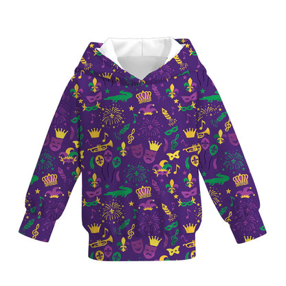 2026 Mardi Gras Print Fashion Milk Silk Hoodies For Girls