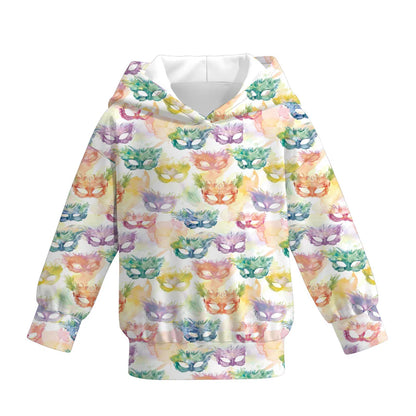 2026 Mardi Gras Print Fashion Milk Silk Hoodies For Girls