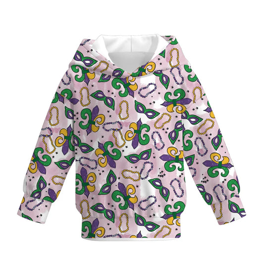 2026 Mardi Gras Print Fashion Milk Silk Hoodies For Girls