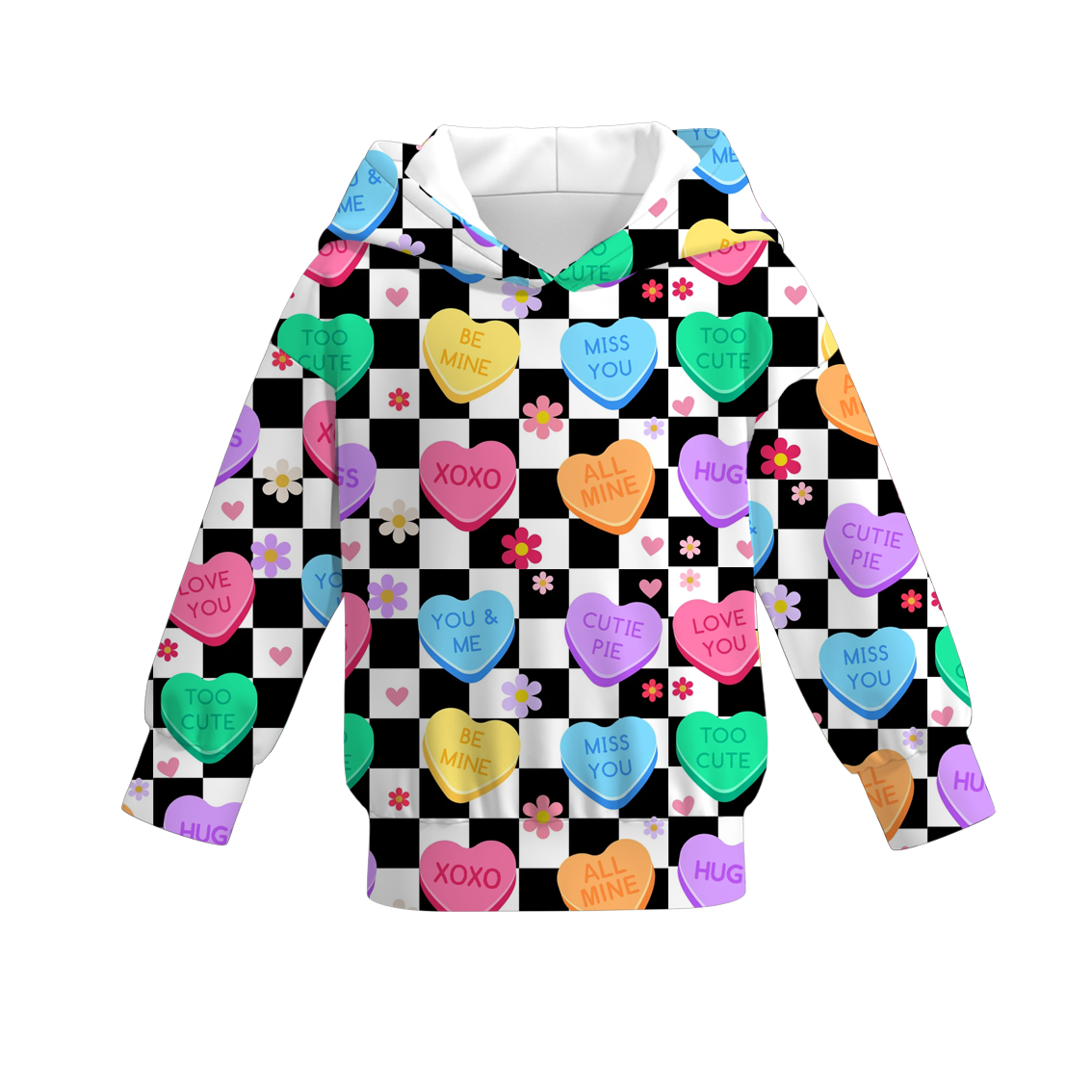 Girls Spring Valentine's Day Heart Print Hoodies Collection